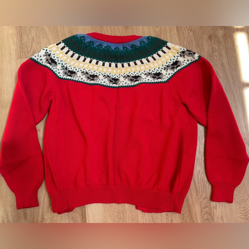 Vintage Eagle’s Eye cardigan sweater rare cow red large preppy cottagecore - Picture 4 of 7